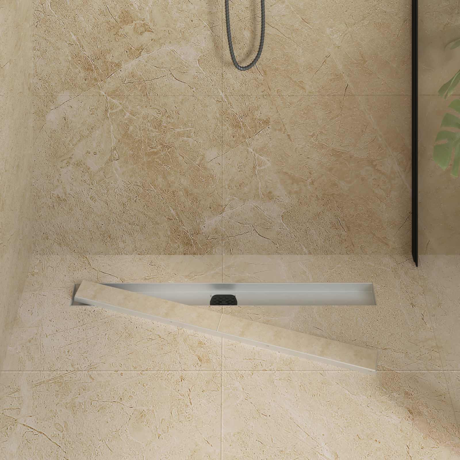 Scarico doccia 2-in-1 con sifone a 360° Argento 80 cm | homemem39