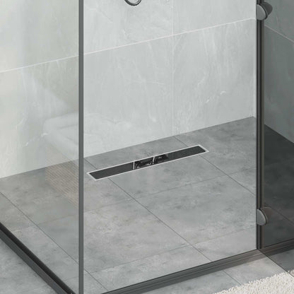 Drenaggio doccia con copertura in vetro Nero 60 cm