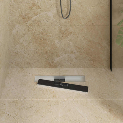 Drenaggio doccia con copertura in vetro Nero 60 cm