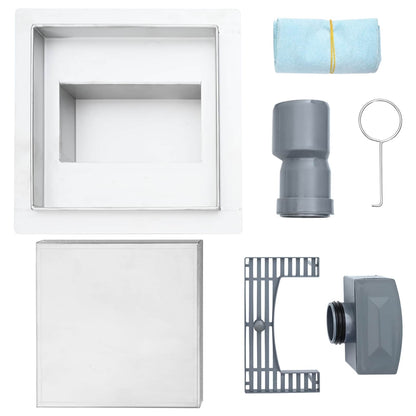 Drenaggio doccia 2 in 1 Argento 20 x 20 cm Acciaio Inox 304 | homemem39