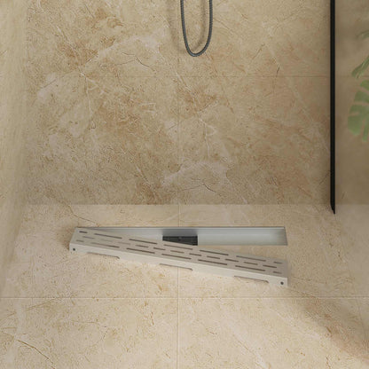 Drenaggio doccia con design a striscia Argento 80 cm | homemem39