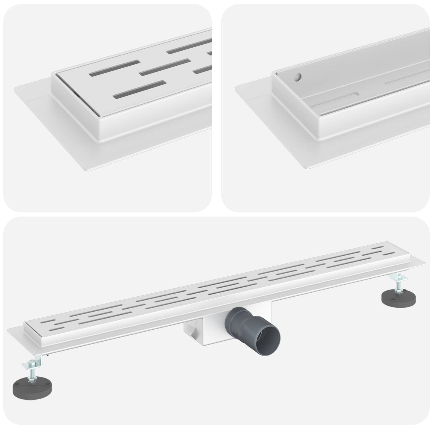 Drenaggio doccia con design a striscia Argento 80 cm | homemem39