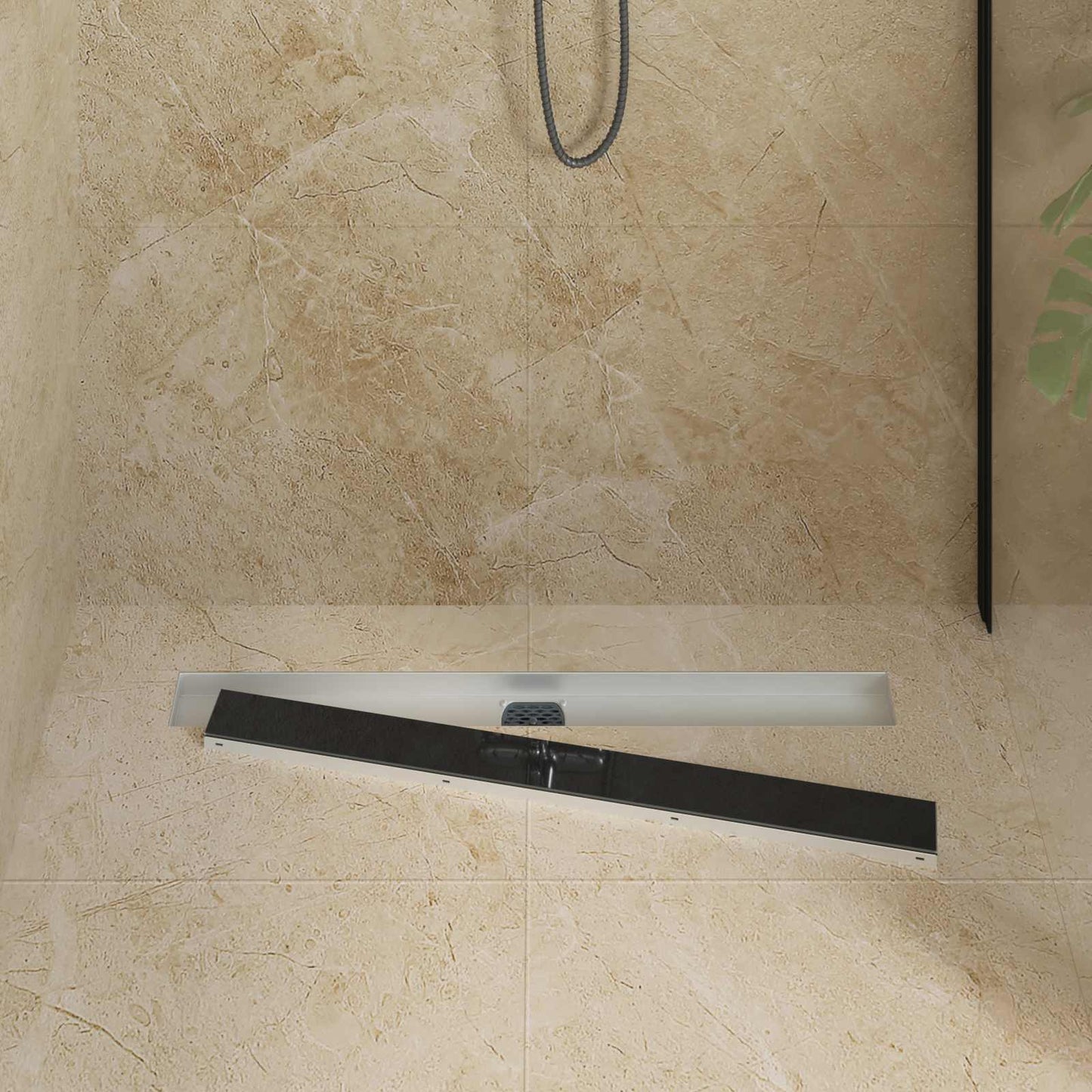 Scarico doccia con copertura in vetro e sifone a 360° 80 cm | homemem39