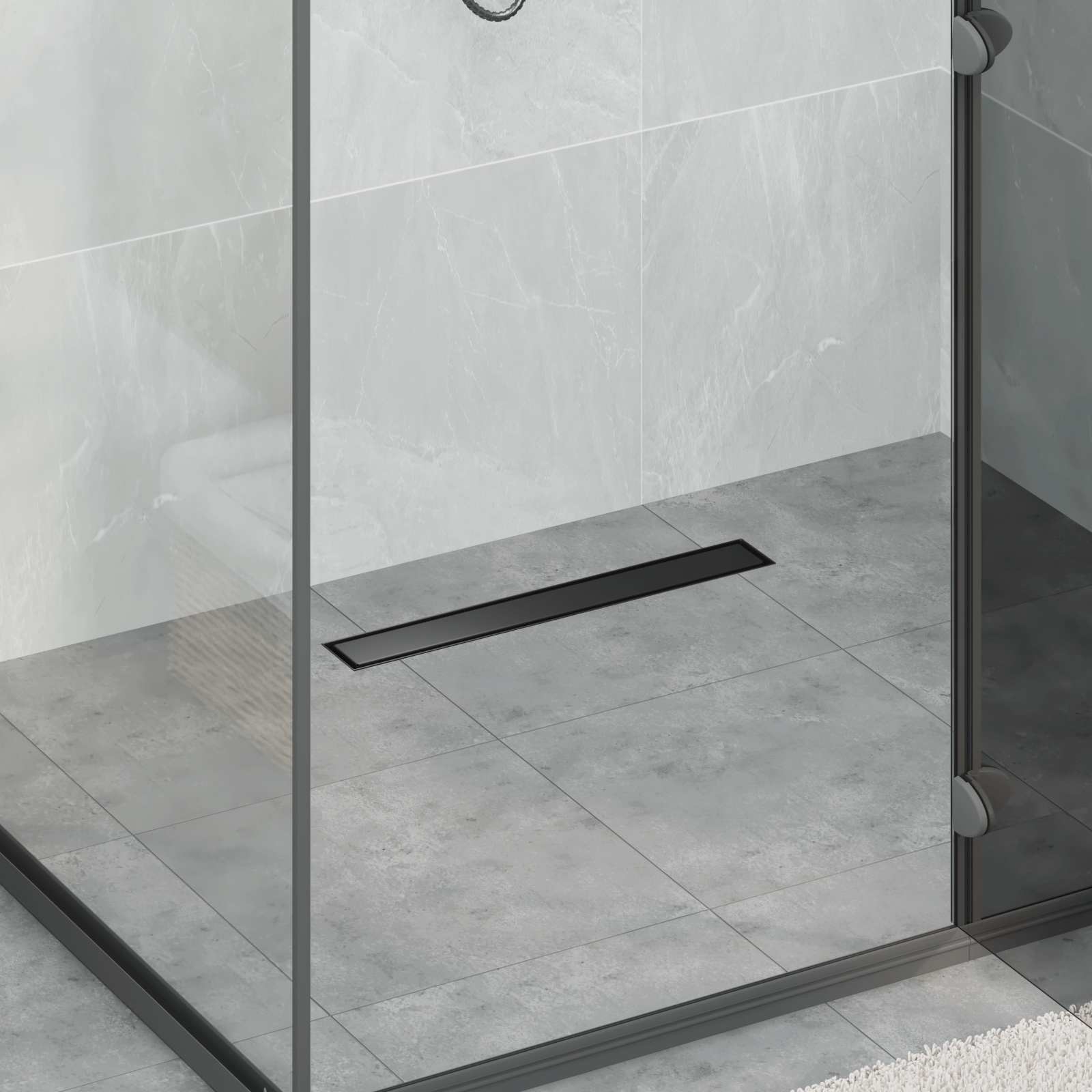 Drenaggio doccia 2 in 1 Nero 50 cm Acciaio Inox 304 | homemem39