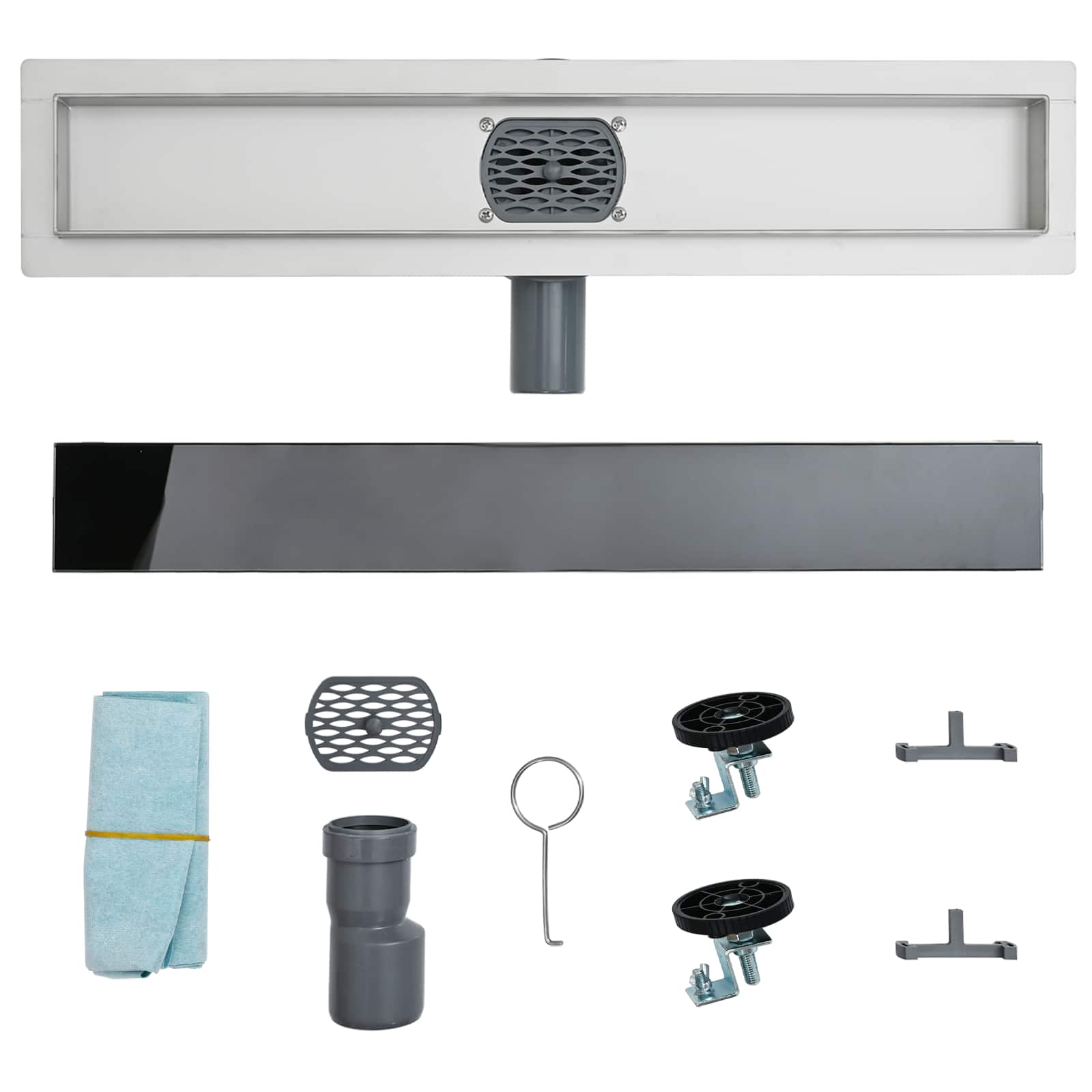 Scarico doccia con copertura in vetro e sifone a 360° 50 cm | homemem39