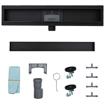 Drenaggio doccia 2 in 1 Nero 90 cm Acciaio Inox 304 | homemem39