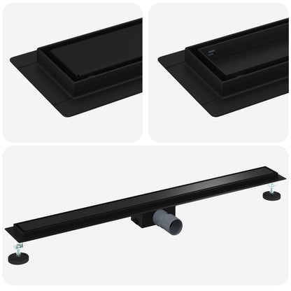 Drenaggio doccia 2 in 1 Nero 90 cm Acciaio Inox 304 | homemem39