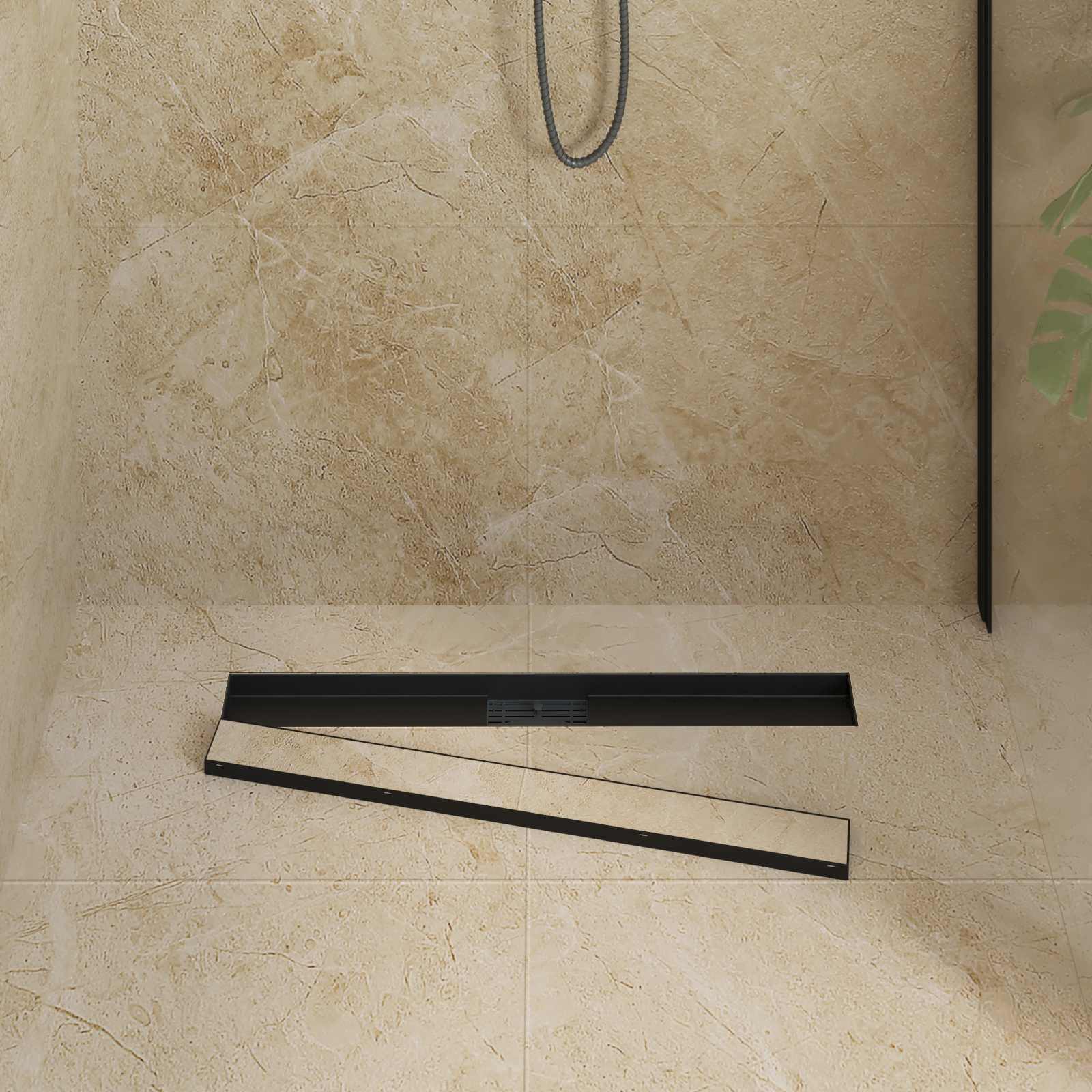 Drenaggio doccia 2 in 1 Nero 80 cm Acciaio Inox 304 | homemem39