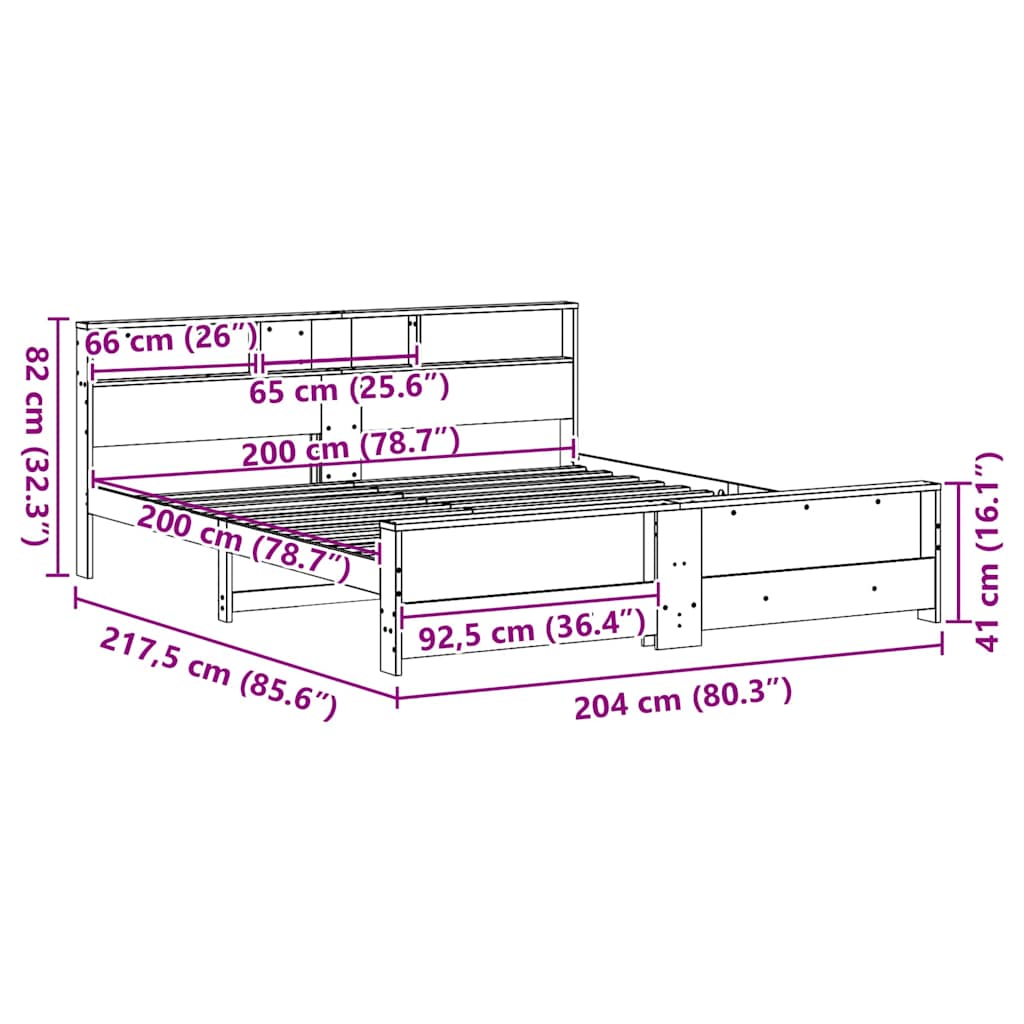 Struttura del letto Marrone 200 x 200 cm Legno di pino massello - homemem39