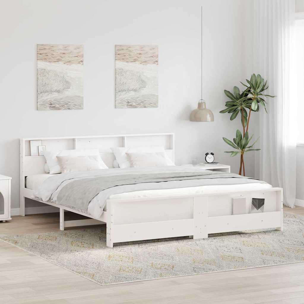 Struttura del letto Bianco 200 x 200 cm Legno di pino massello - homemem39