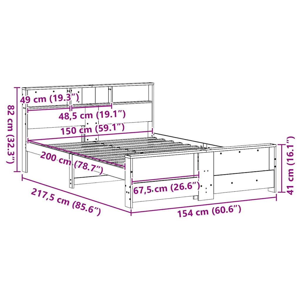 Struttura del letto Marrone 150 x 200 cm Legno multistrato | homemem39