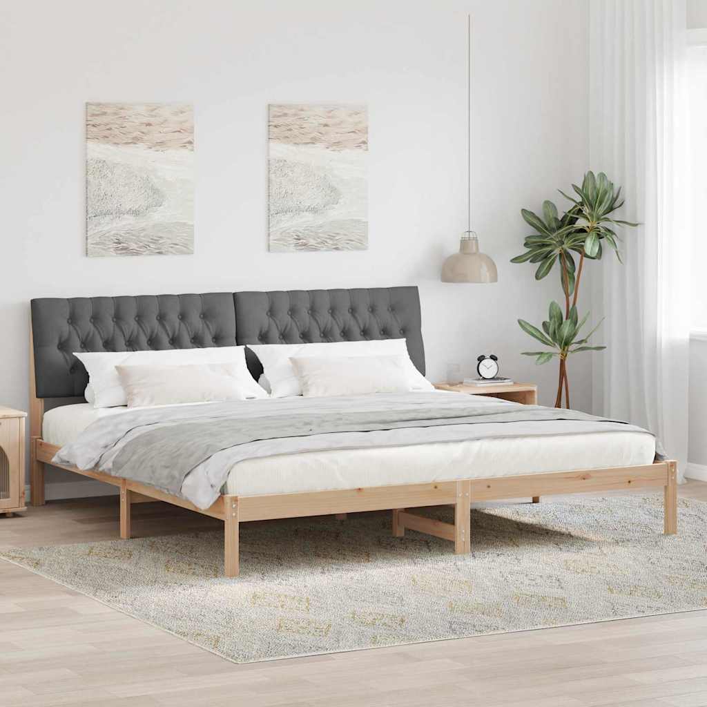 Letto con Testiera Rivestita con testiera Marrone 200 x 200 cm