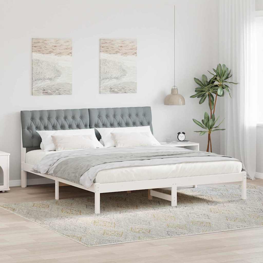 Letto con Testiera Rivestita con testiera Bianco 180 x 200 cm