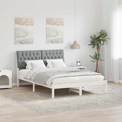 Letto con Testiera Rivestita con testiera Bianco 150 x 200 cm