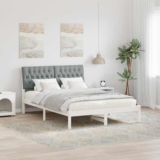 Letto con Testiera Rivestita con testiera Bianco 150 x 200 cm