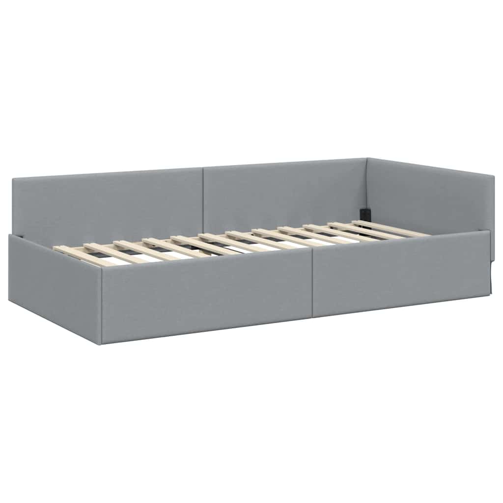 Struttura Letto Angolare con Materasso 2 pcs Grigio chiaro | homemem39