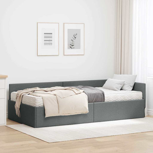 Struttura Letto Angolare con Materasso 2 pcs Grigio Tessuto | homemem39