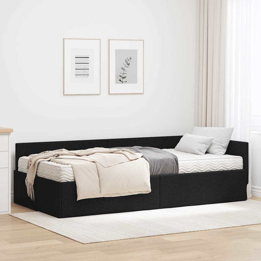 Struttura Letto Angolare con Materasso Altro 2 pcs Nero Tessuto | homemem39