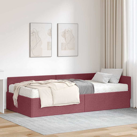 Struttura Letto Angolare con Materasso 2 pcs Rosso Tessuto | homemem39