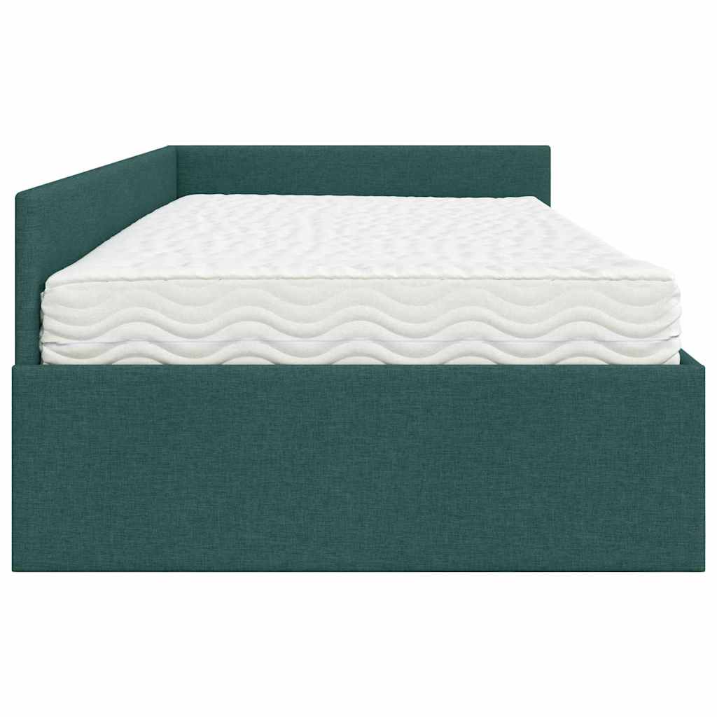 Struttura Letto Angolare con Materasso 2 pcs Verde Tessuto