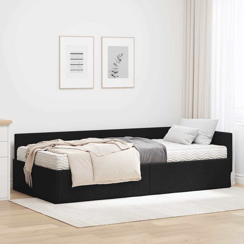 Struttura Letto Angolare con Materasso Altro 2 pcs Nero Tessuto