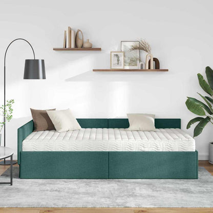 Struttura Letto Angolare con Materasso 2 pcs Verde Tessuto