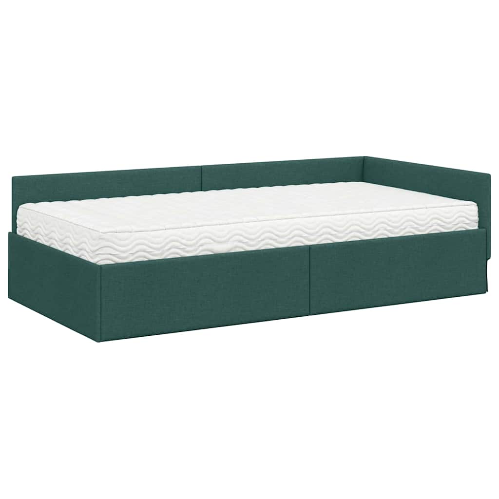 Struttura Letto Angolare con Materasso 2 pcs Verde Tessuto