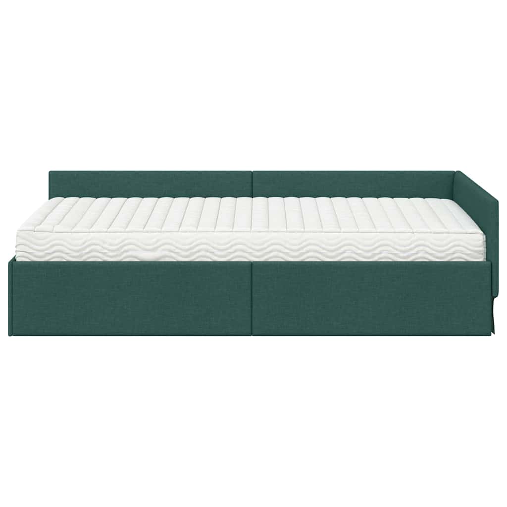 Struttura Letto Angolare con Materasso 2 pcs Verde Tessuto