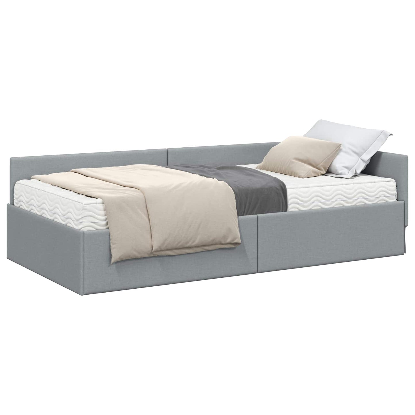 Struttura Letto Angolare con Materasso 2 pcs Grigio chiaro