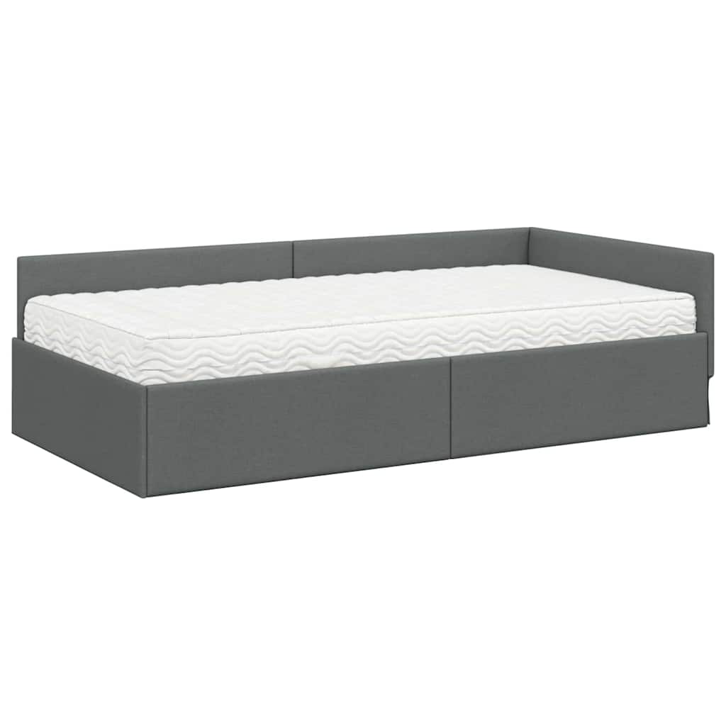 Struttura Letto Angolare con Materasso 2 pcs Grigio Tessuto
