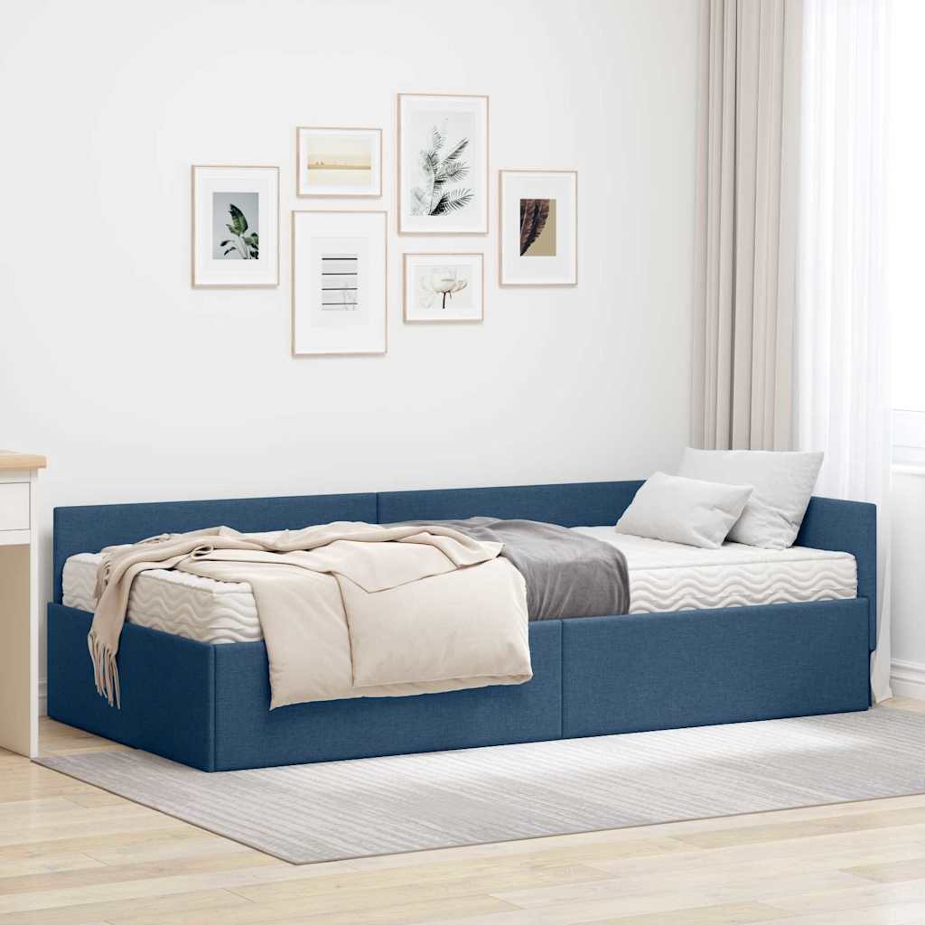Struttura Letto Angolare con Materasso Altro 2 pcs Blu Tessuto
