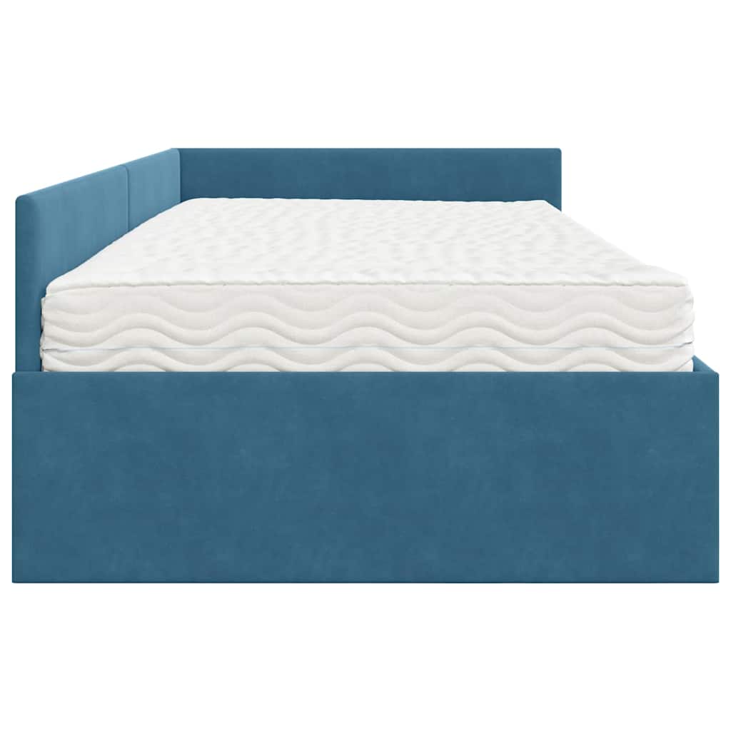 Struttura Letto Angolare con Materasso Altro 2 pcs Blu Velluto