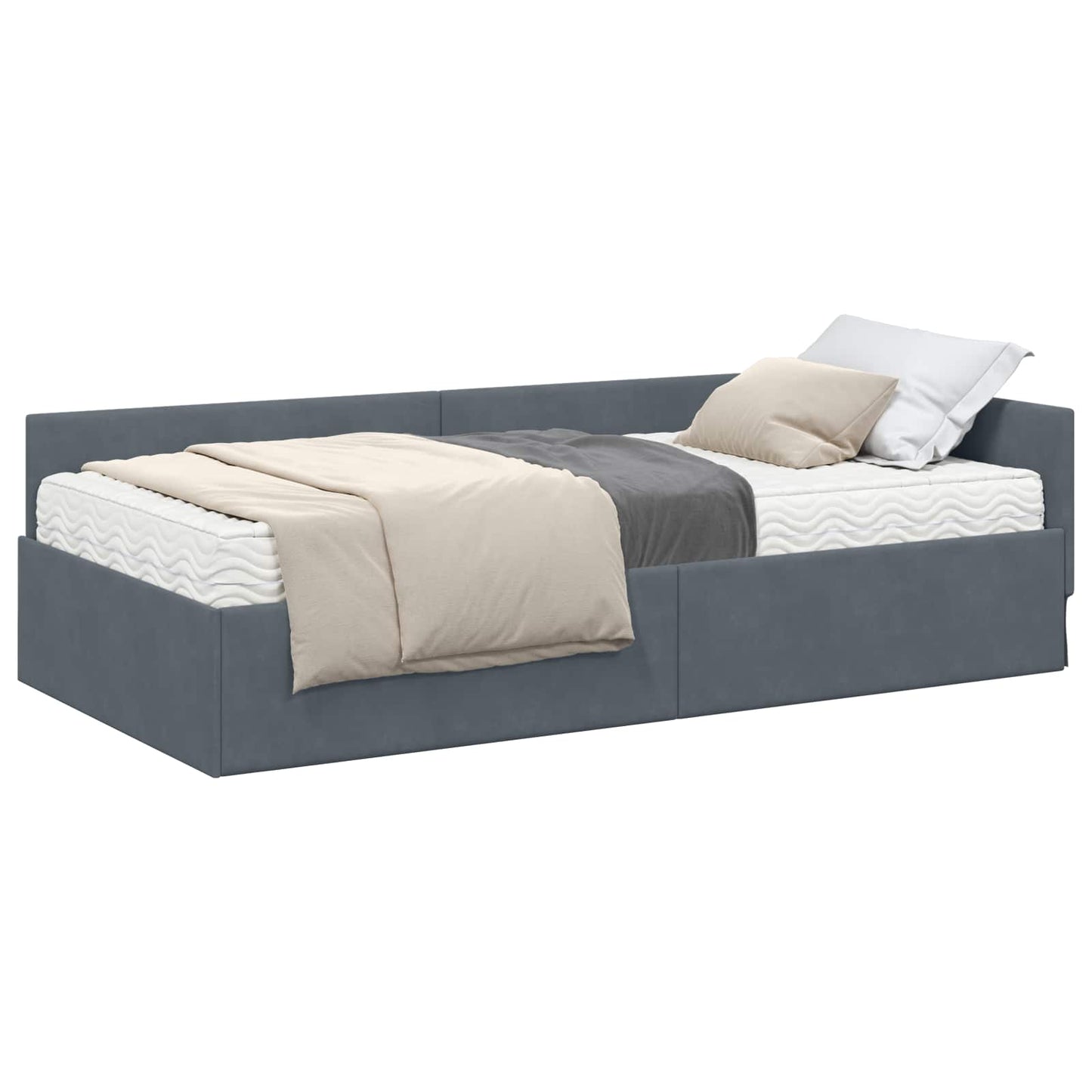 Struttura Letto Angolare con Materasso 2 pcs Grigio Velluto