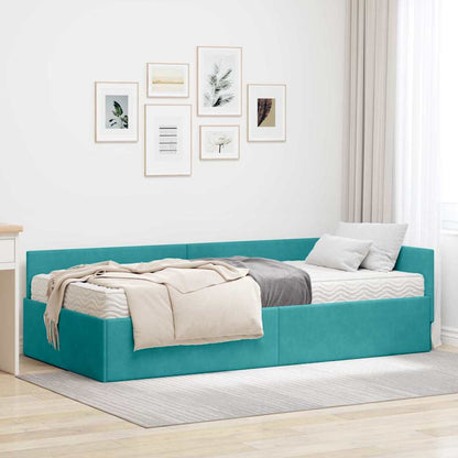 Struttura Letto Angolare con Materasso 2 pcs Turchese Velluto | homemem39