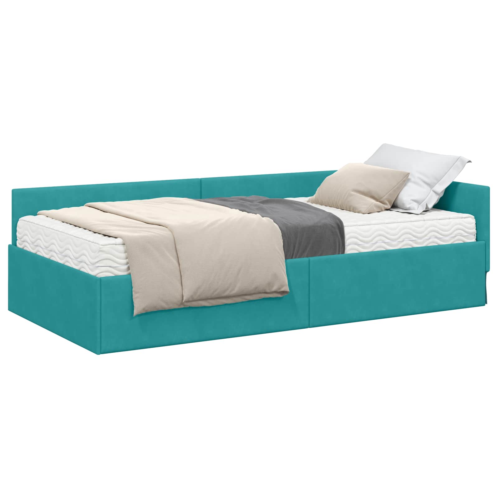 Struttura Letto Angolare con Materasso 2 pcs Turchese Velluto | homemem39
