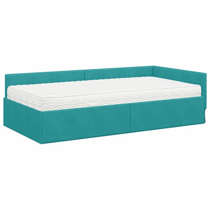 Struttura Letto Angolare con Materasso 2 pcs Turchese Velluto | homemem39
