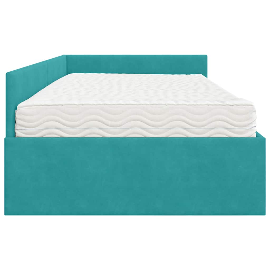 Struttura Letto Angolare con Materasso 2 pcs Turchese Velluto | homemem39