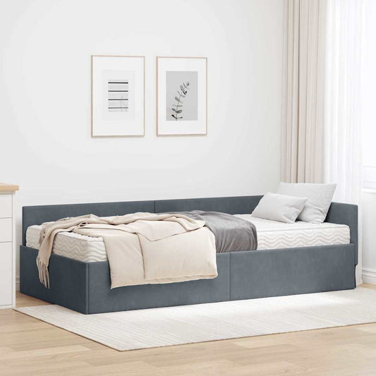 Struttura Letto Angolare con Materasso 2 pcs Grigio Velluto | homemem39