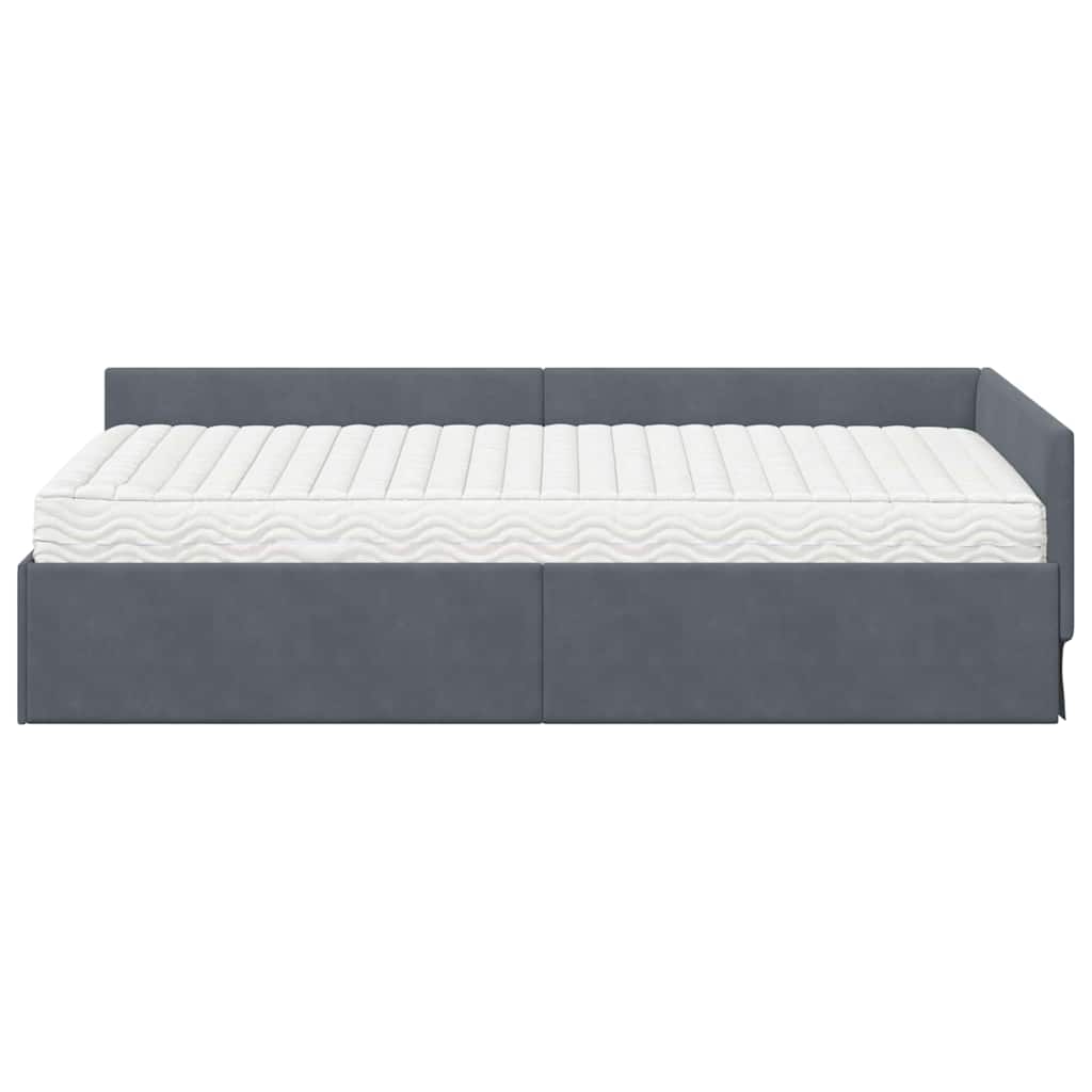 Struttura Letto Angolare con Materasso 2 pcs Grigio Velluto