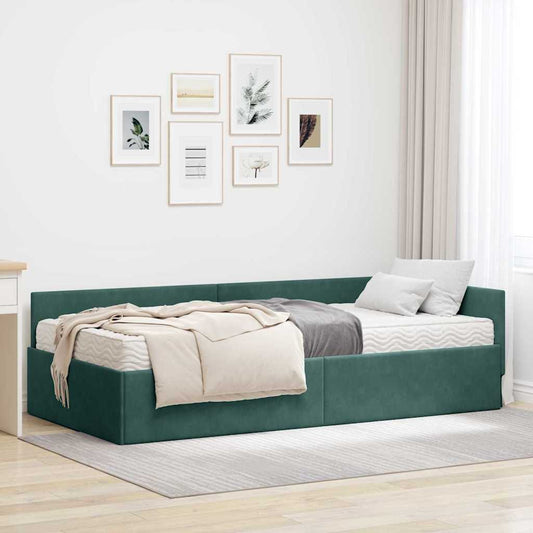 Struttura Letto Angolare con Materasso 2 pcs Verde Velluto | homemem39
