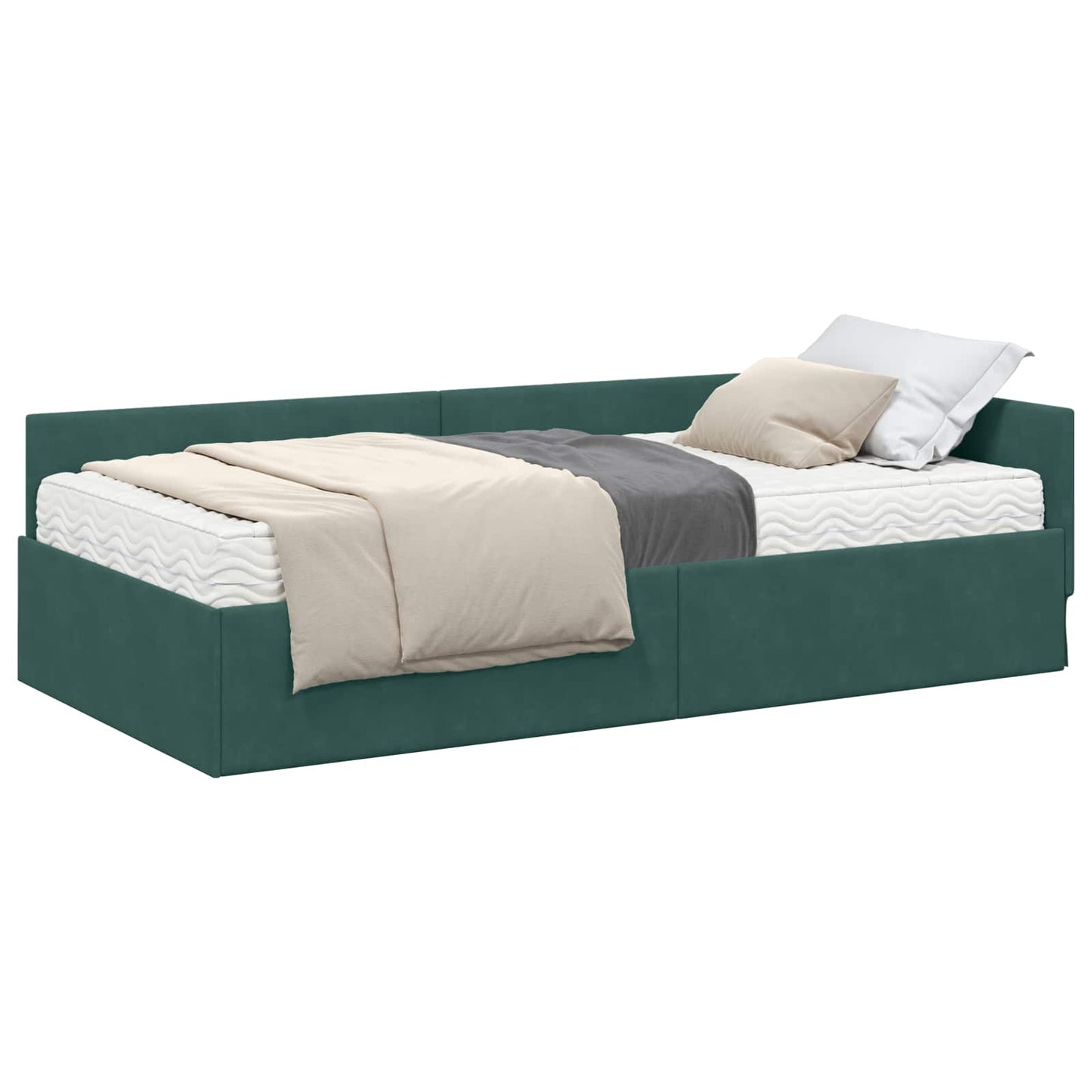 Struttura Letto Angolare con Materasso 2 pcs Verde Velluto