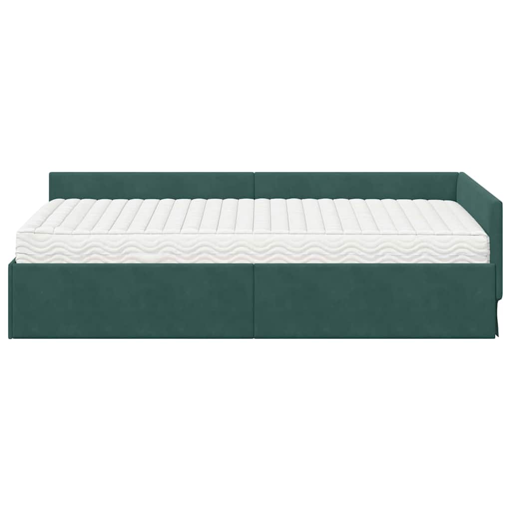 Struttura Letto Angolare con Materasso 2 pcs Verde Velluto