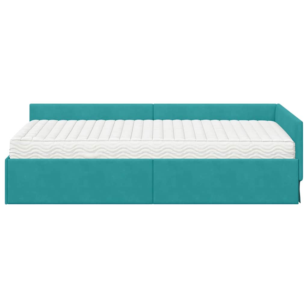 Struttura Letto Angolare con Materasso 2 pcs Verde Velluto