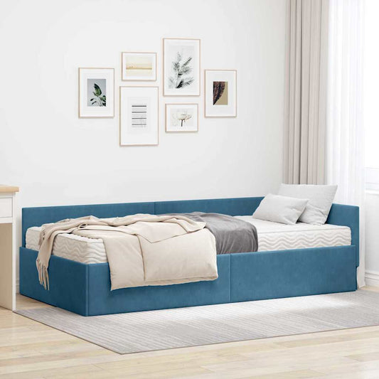 Struttura Letto Angolare con Materasso Altro 2 pcs Blu Velluto | homemem39