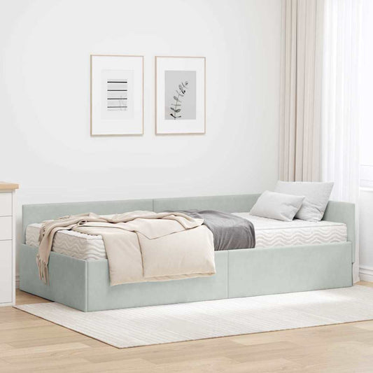 Struttura Letto Angolare con Materasso 2 pcs Grigio chiaro | homemem39