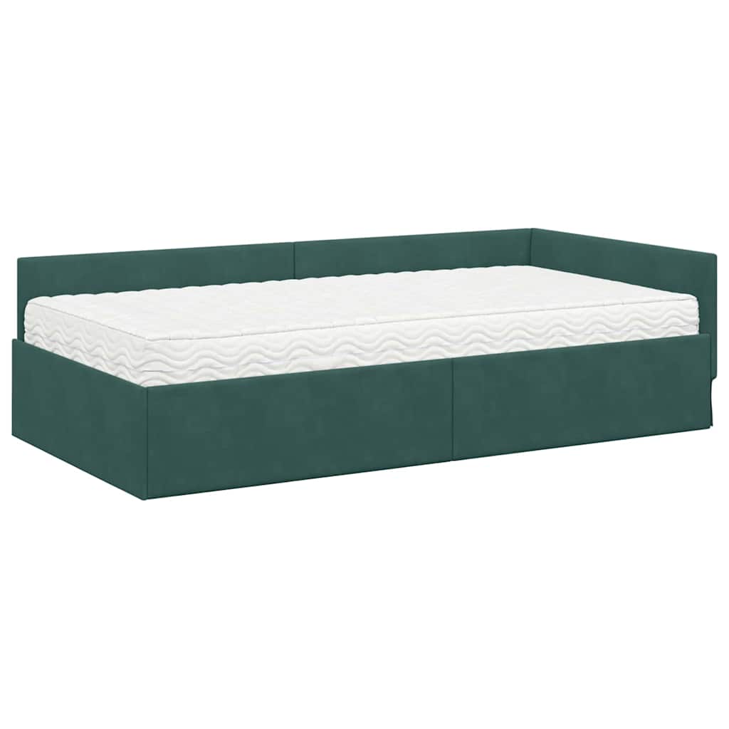 Struttura Letto Angolare con Materasso 2 pcs Verde Velluto | homemem39