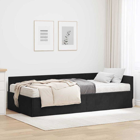 Struttura Letto Angolare con Materasso Altro 2 pcs Nero Velluto | homemem39