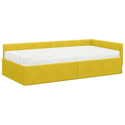 Struttura Letto Angolare con Materasso 2 pcs Giallo Velluto