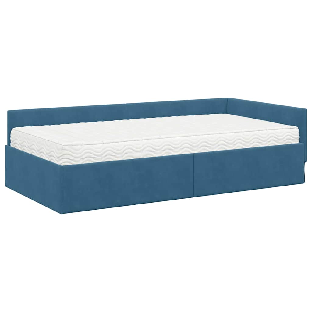 Struttura Letto Angolare con Materasso Altro 2 pcs Blu Velluto