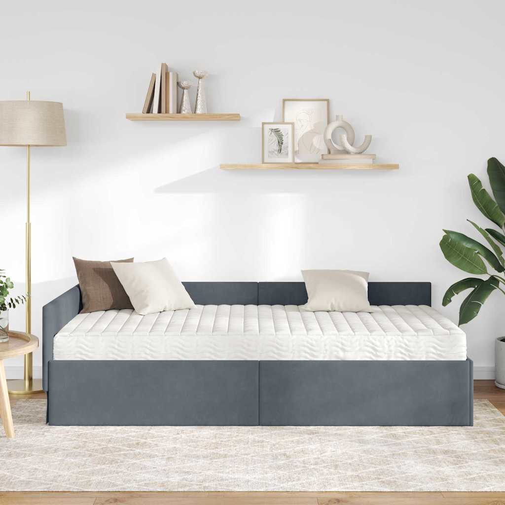 Struttura Letto Angolare con Materasso 2 pcs Grigio Velluto